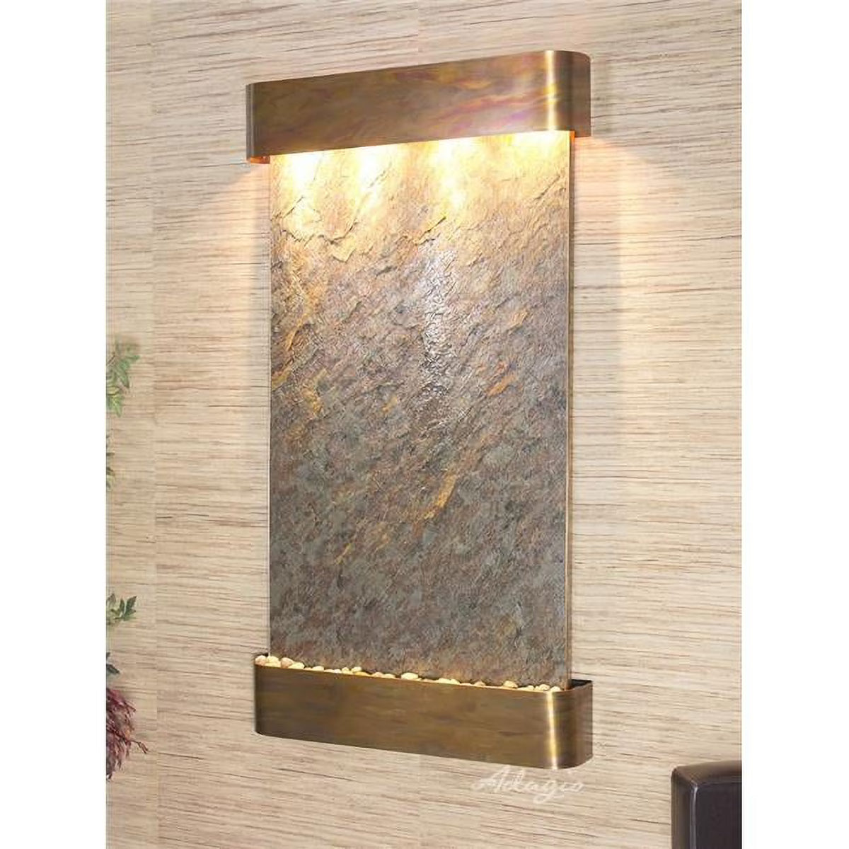 Rustic Copper-Green-Featherstone Round Wall Fountain L83476