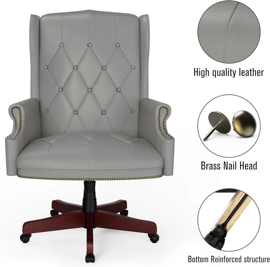 Gray High Back PU Leather Office Chair with Caster Wheels Z5928