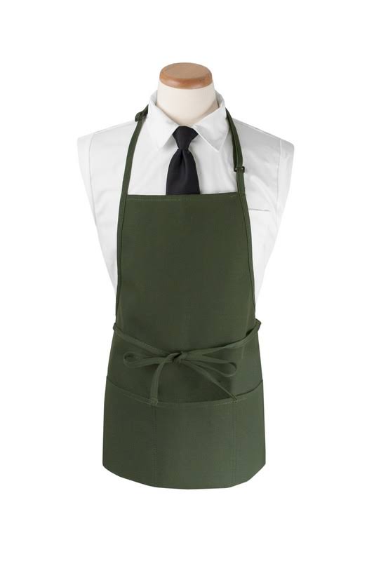 Hunter Green Three Pocket Bib Apron - 12 Count E900834