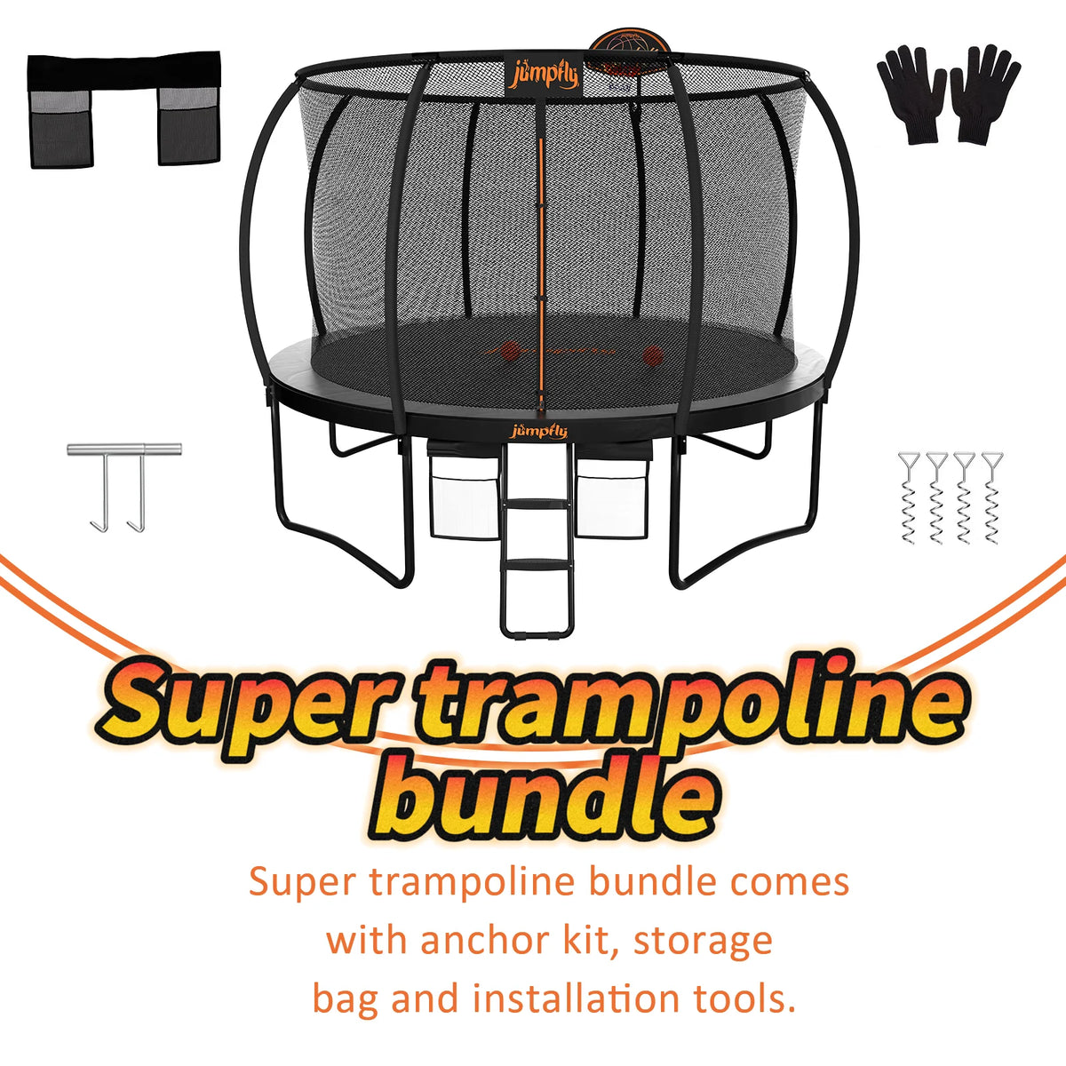 10FT Trampoline with Basketball Hoop and Enclosure Z89418