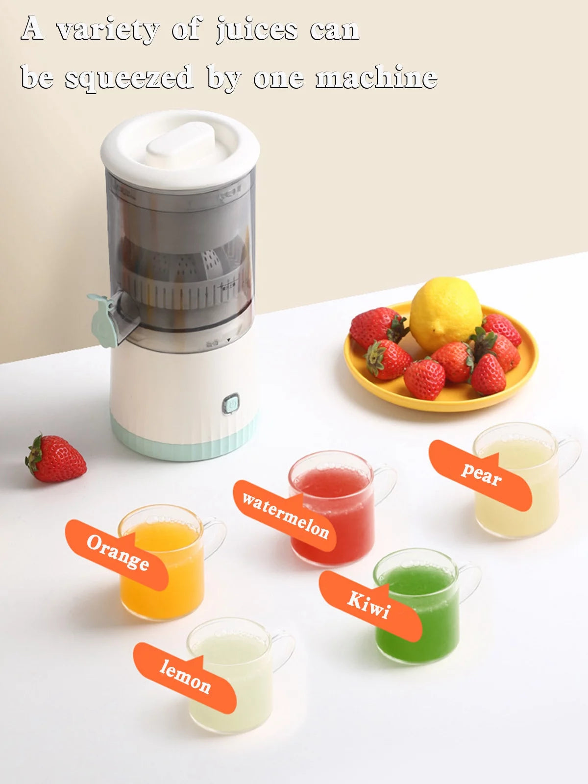 Rechargeable Electric Citrus Juicer with USB and Cleaning Brush B1280