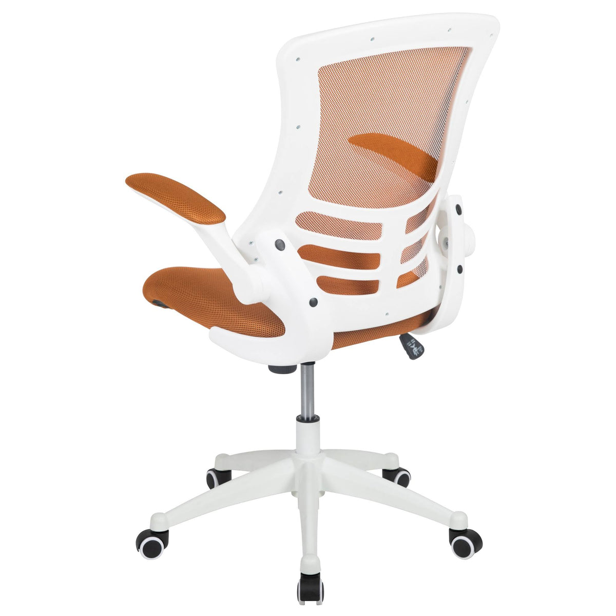 White and Tan Orange Mid-Back Swivel Ergonomic Task Office Chair with Flip-Up Arms S781745