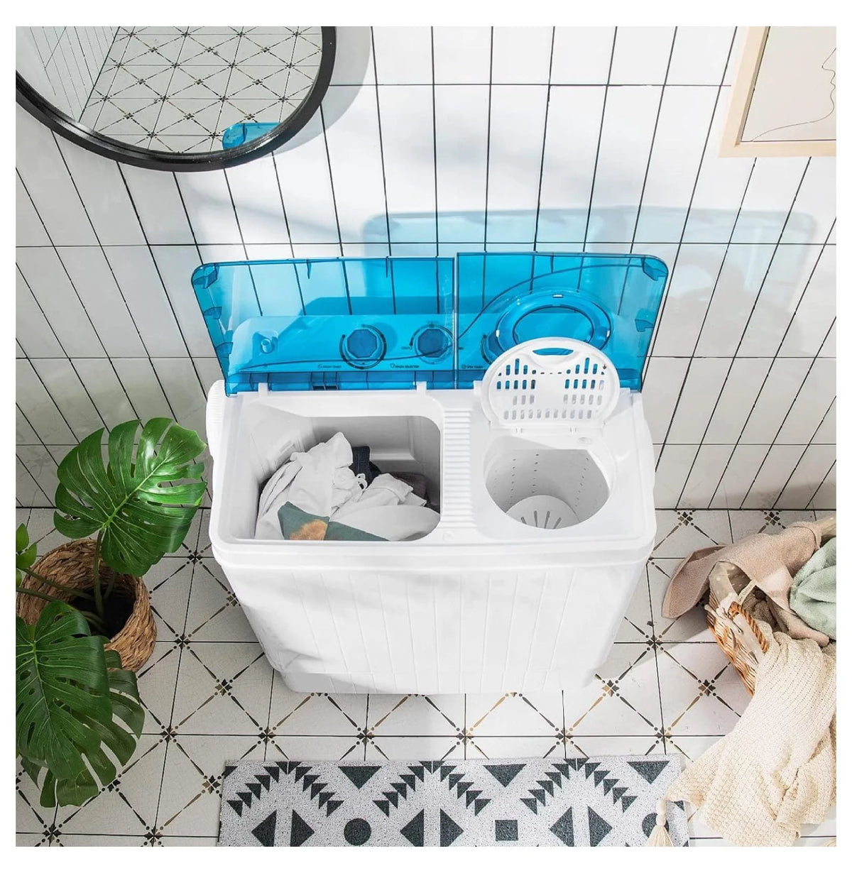 Portable 26 lbs Semi-automatic Washer and Spin Dryer Q77628