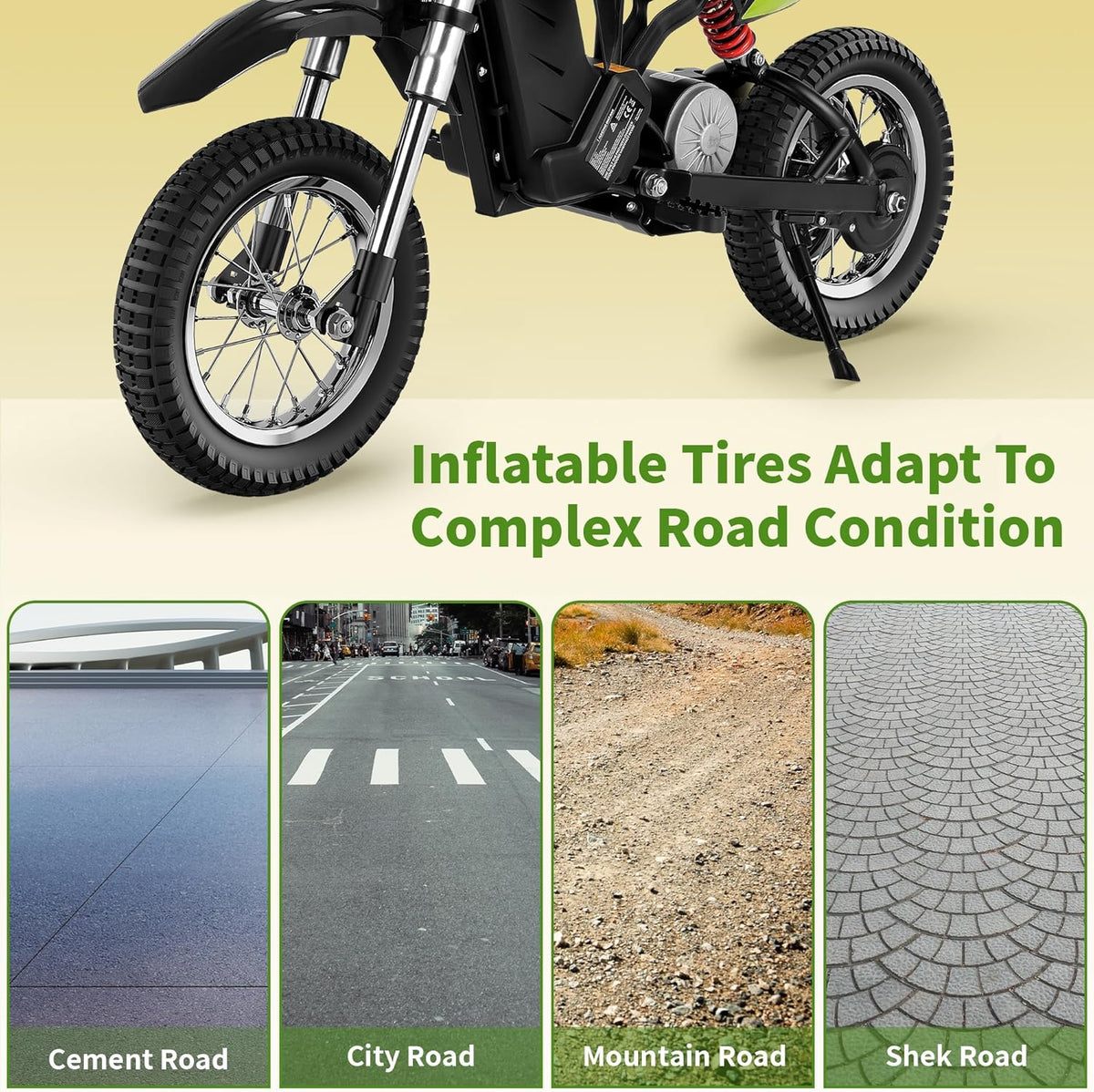 Kids Electric Dirt Bike, 3-Speed Modes Motorcycle X14736