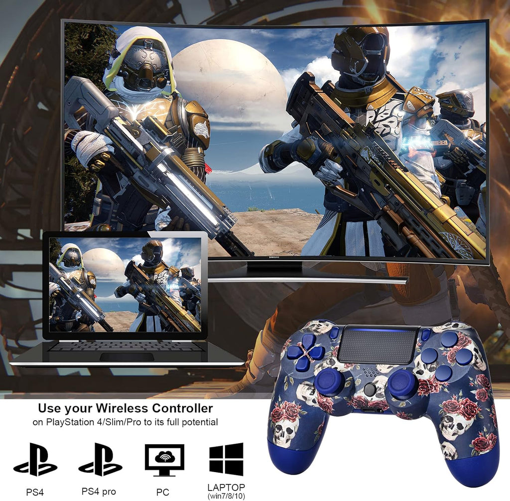 2 Pack Wireless Game Controller for PS4 (Green Yellow) D372