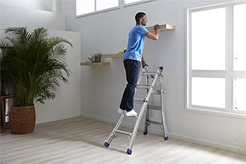 18 ft Reach Height Aluminum Multi-Position Ladder, 300 lb. Load Capacity Type IA Duty Rating X559