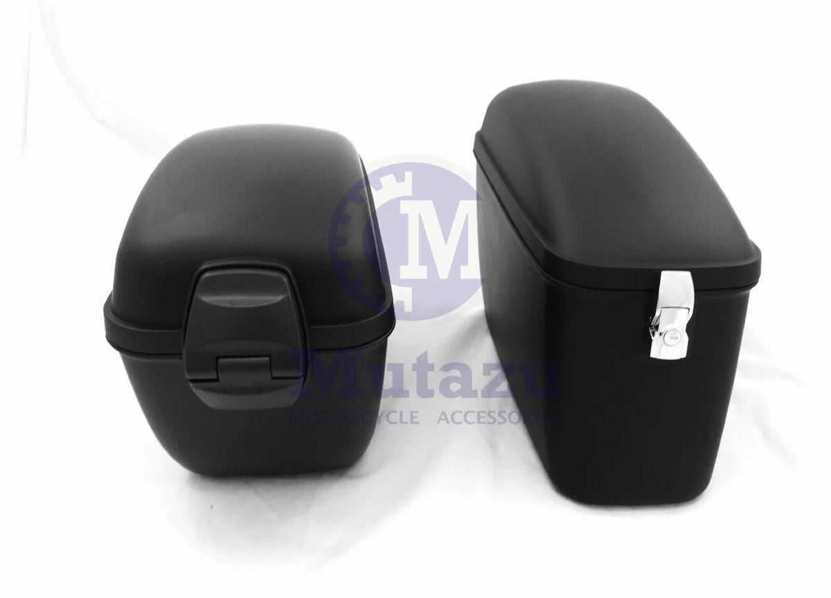 Matte Black Hard Motorcycle Saddle Bags B8478