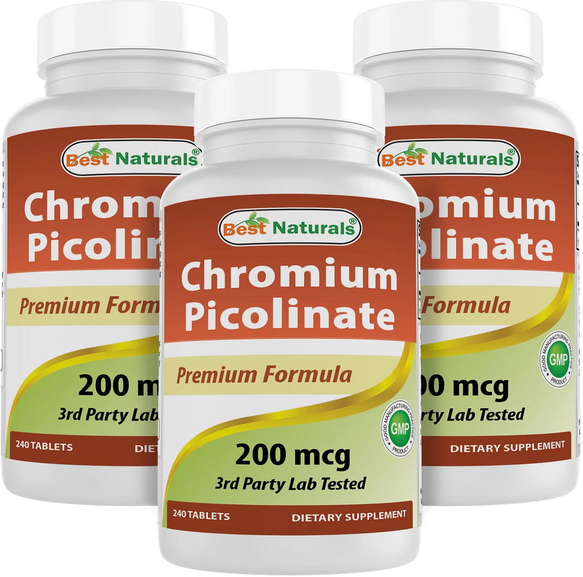 3 Pack Chromium Picolinate 200 mcg 240 Tablets C670614