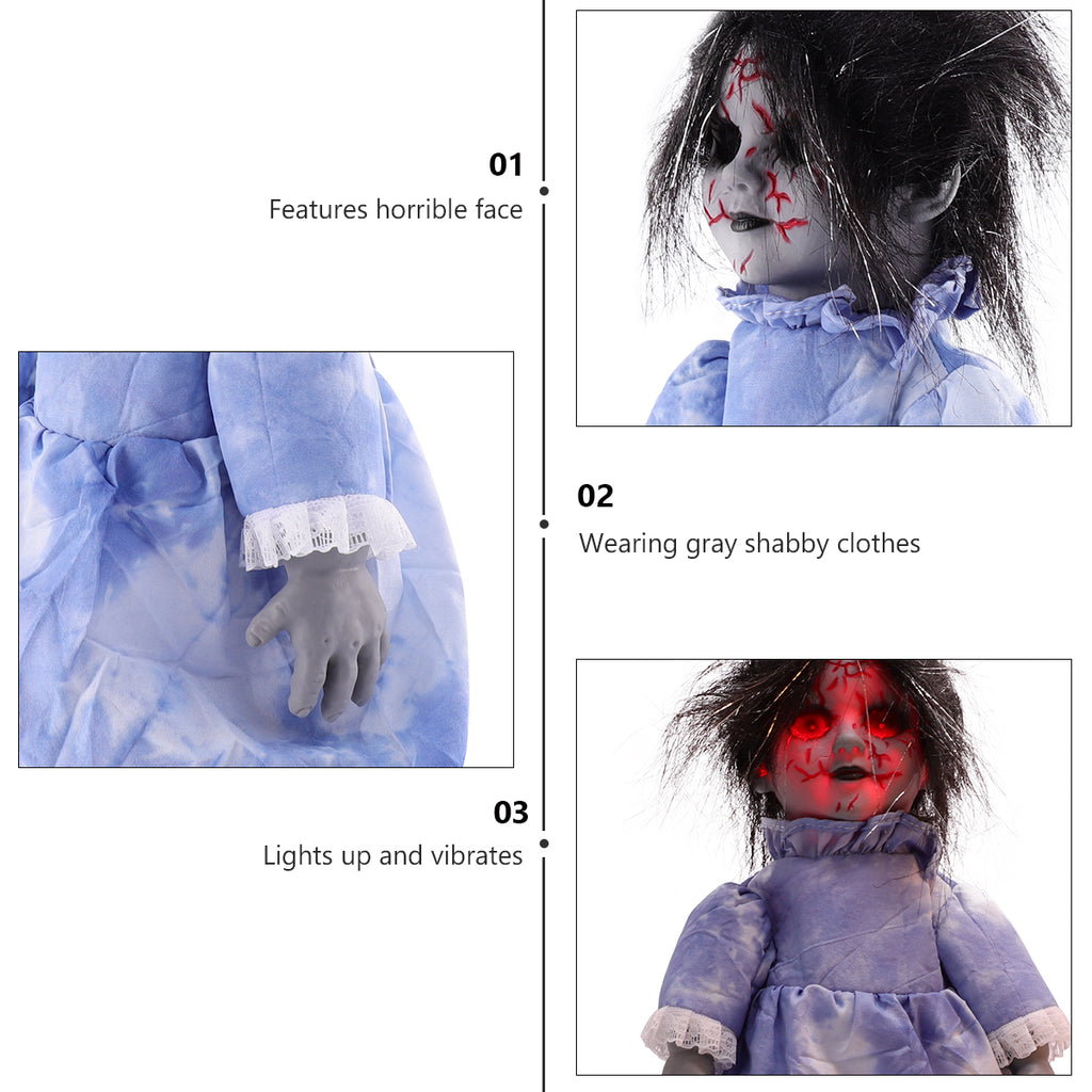 Halloween Scary Dolls, 1 PC Voice-activated Induction Glowing Walking Doll K74212