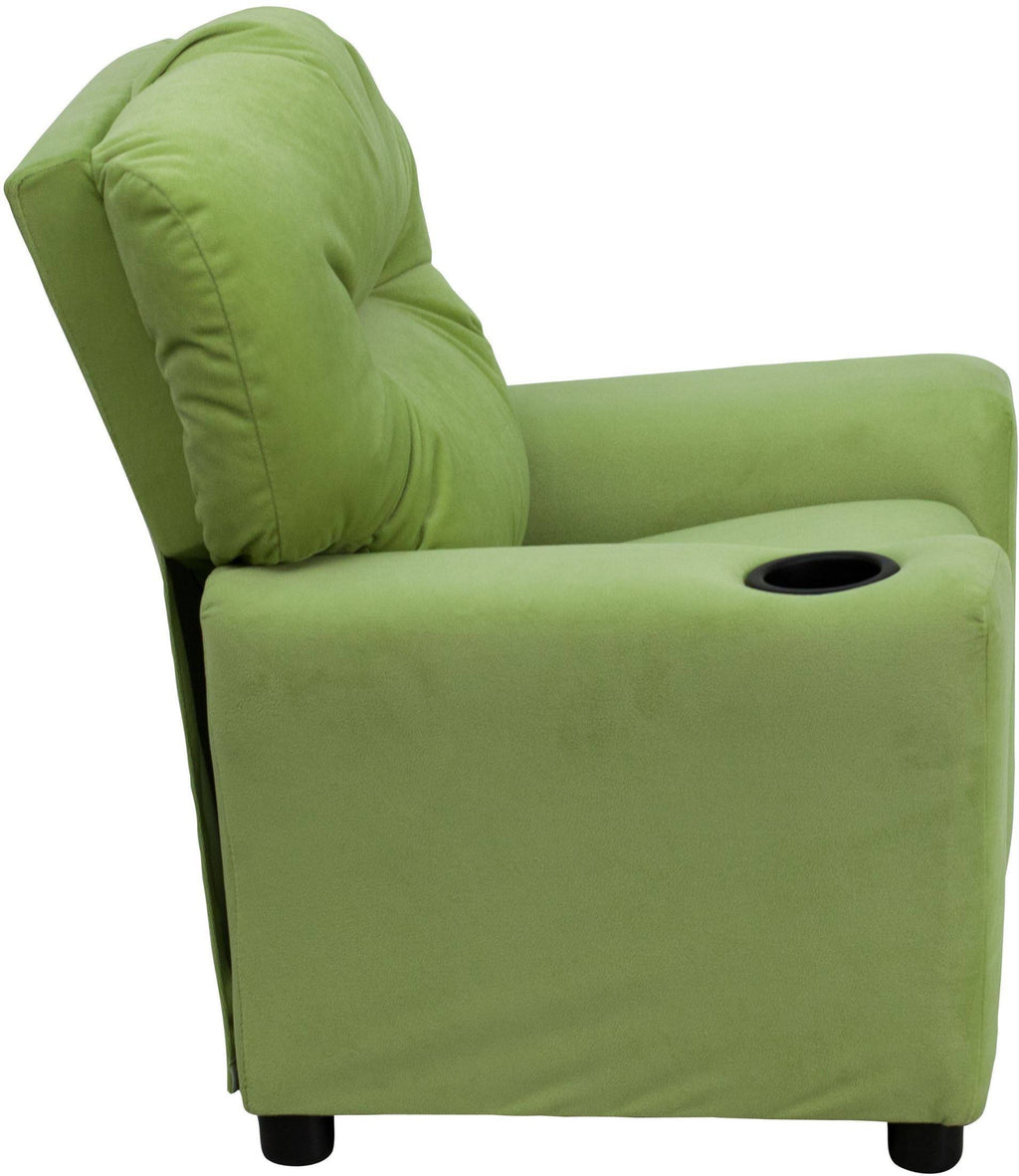 Avocado Microfiber Kids Recliner with Cup Holder C665