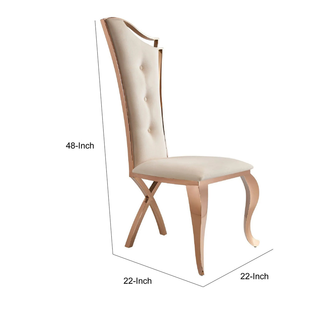 Beige Velour Set of 2 Dining Chair M616439