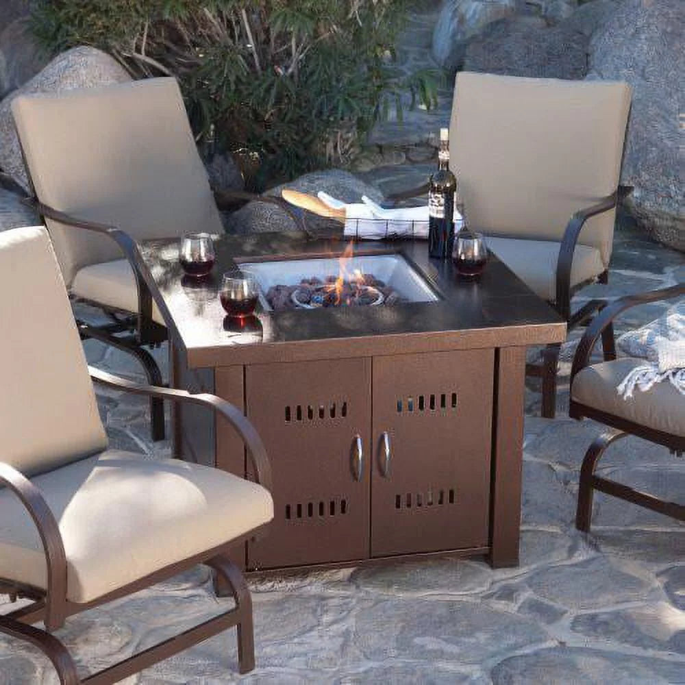 Propane Fire Pit Hammered Bronze and Stainless Steel Finish G246