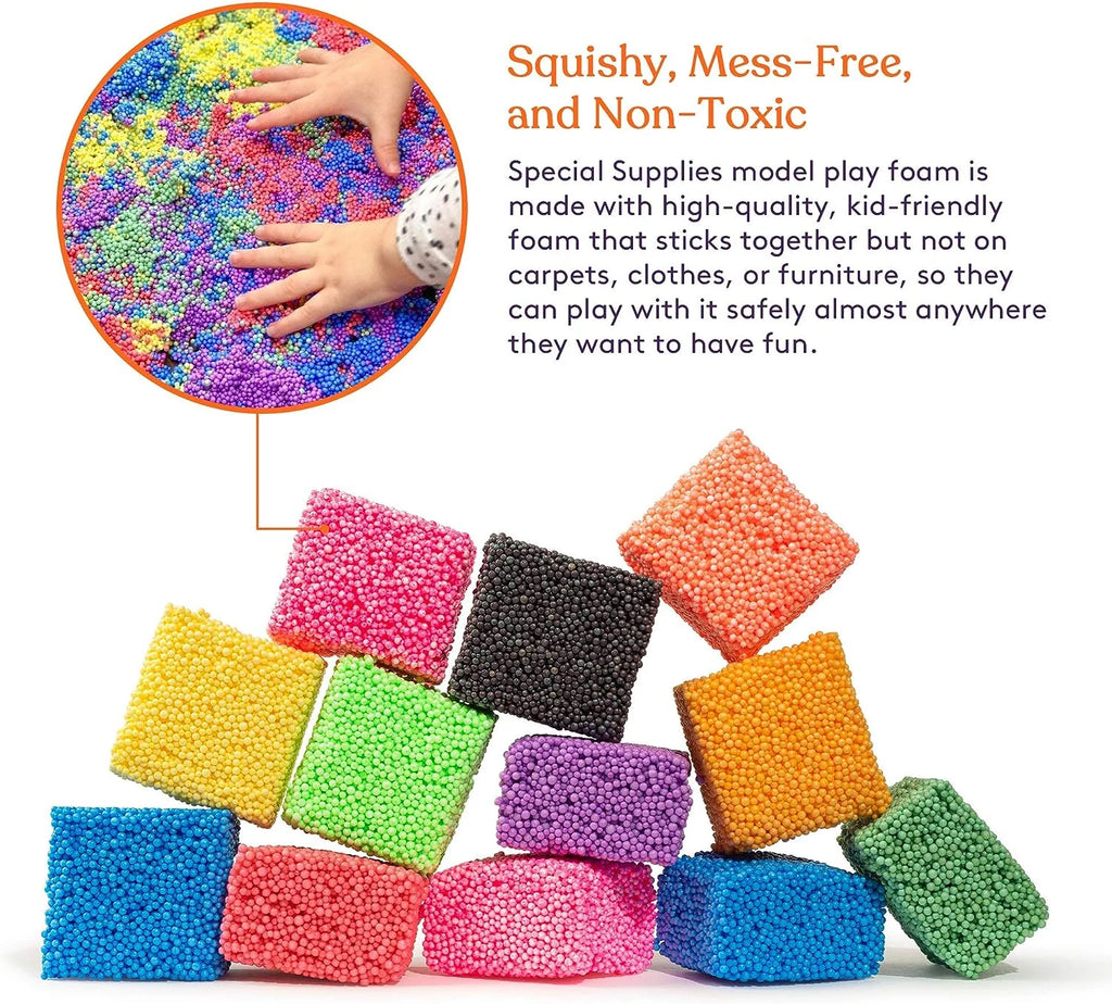 Fun Foam Modeling Foam Beads Play Kit, 12 Blocks Educational Clay for Arts Crafts Kindergarten Toys K3422