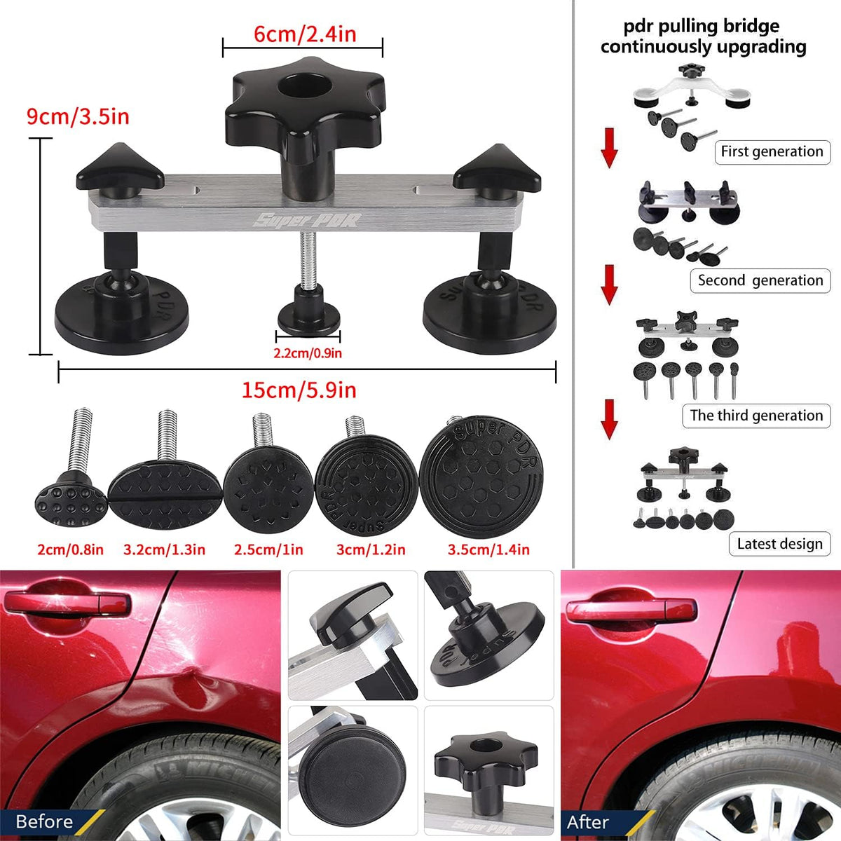 Paintless Auto Dent Removal Tools Set with Dent Pull Tabs F506