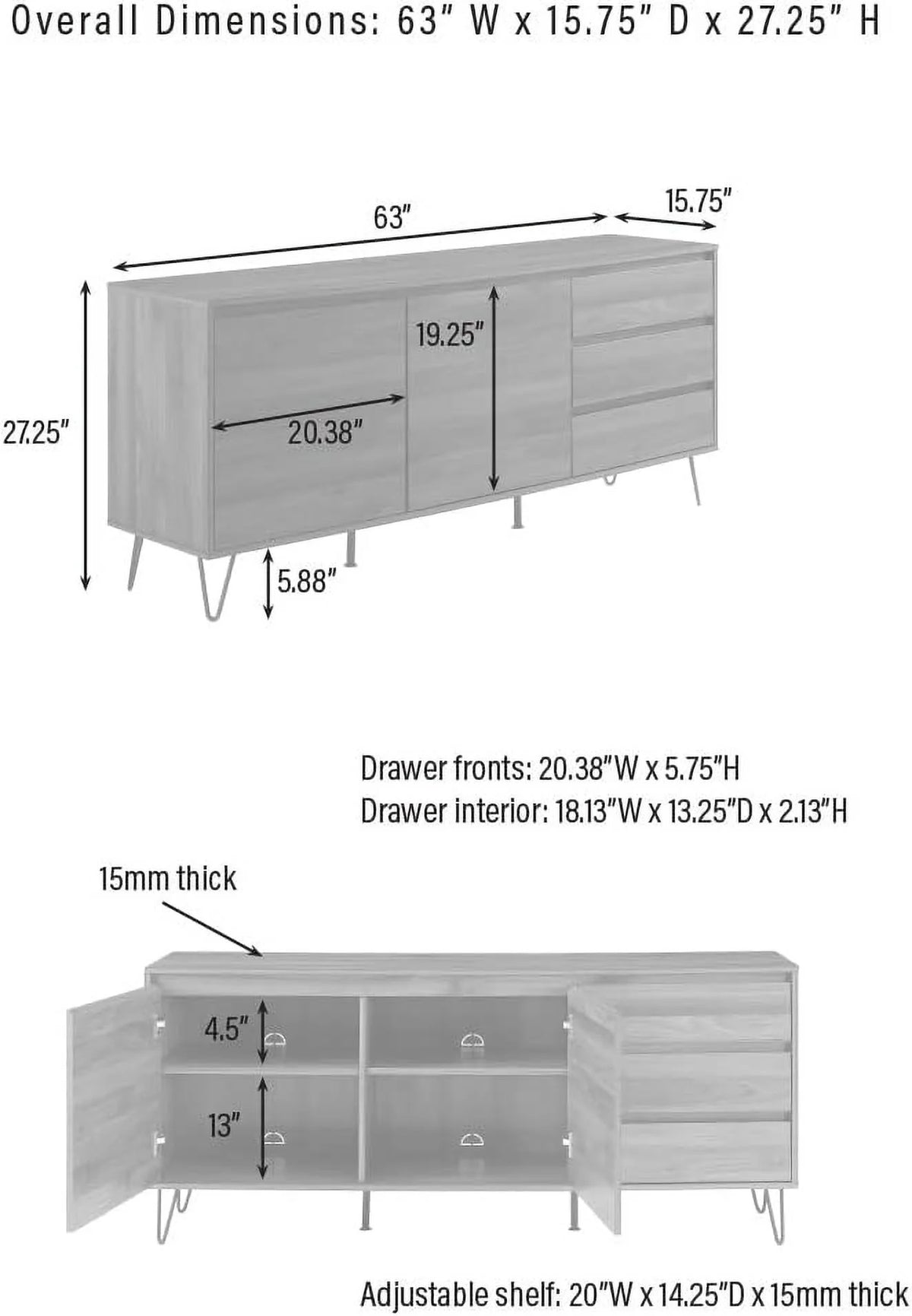 Brown Oak Record Storage Sideboard C8095