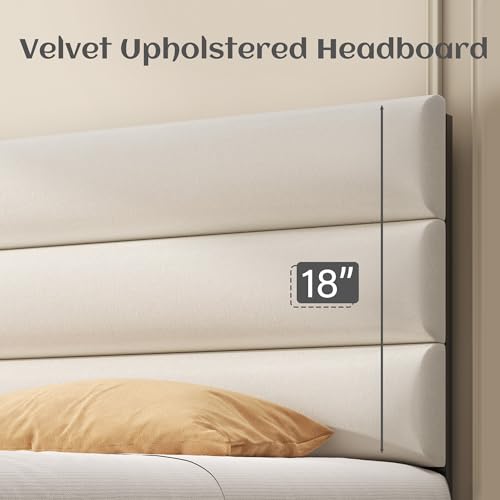 Queen Size Velvet Upholstered Bed Frame with Storage Drawers O26018