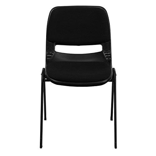 Black Ergonomic Shell Stack Chair with Padded Seat and Back P3093