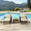 5 Piece Outdoor Wicker Conversation Sofa Set with Cushion and Coffee Table D6444