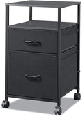 2 Drawer Mobile File Cabinet with Storage Shelf, Black N175