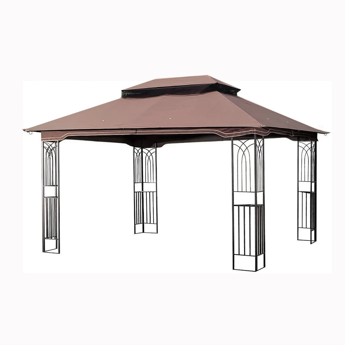Brown Outdoor Patio Gazebo Canopy Tent with Ventilated Double Roof and Mosquito Net A951903