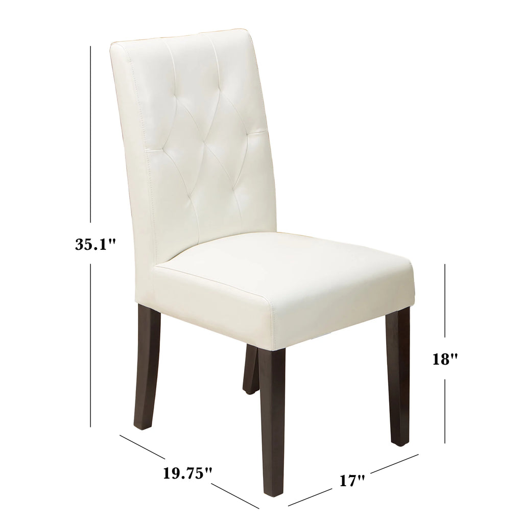 Ivory Bonded Leather Dining Chair Set of 2 Q188