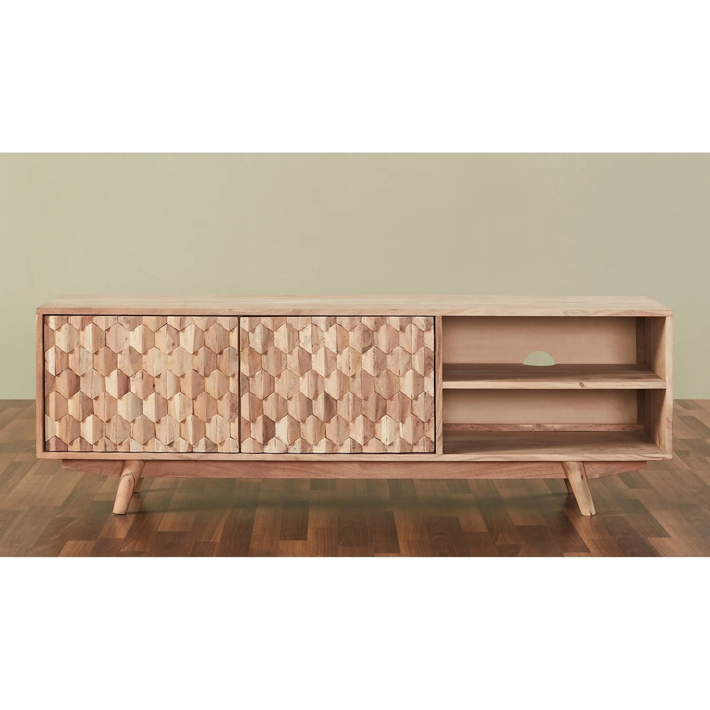 Modern Wood Honeycomb TV Unit for TVs up to 57" in Dark Walnut I763681
