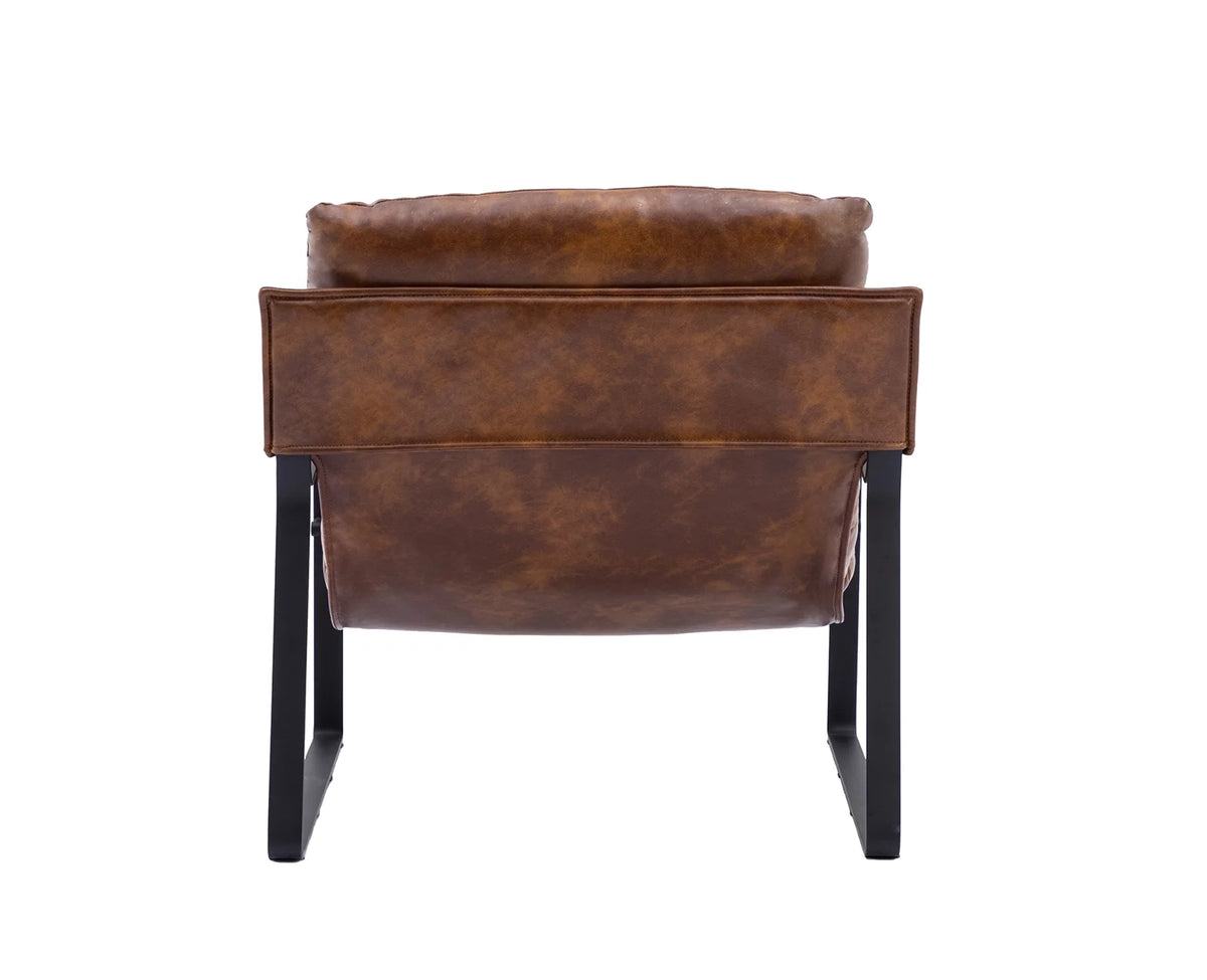 Brown Faux Leather Upholstered Accent Armchair with Metal Base E815955