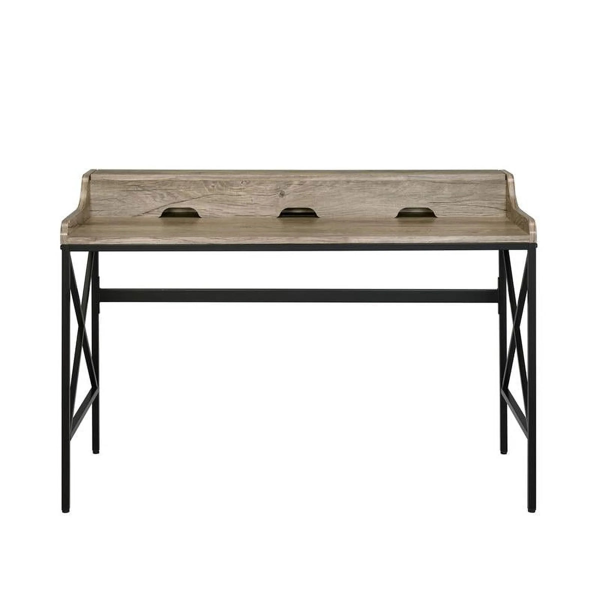 Wood and Black Metal Desk with USB Port K1463