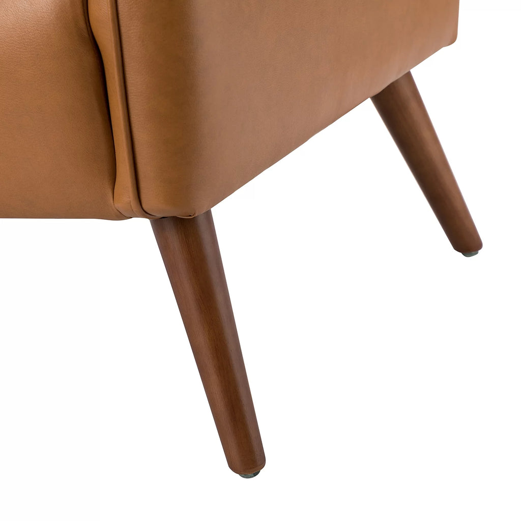 Faux Leather Tufted Accent Chair Set of 2 Wood Legs I2736