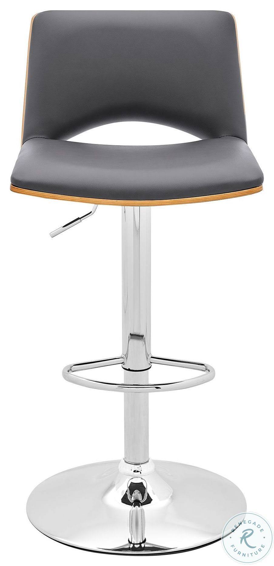 Gray Faux Leather Swivel Bar Stool C337