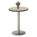 36x22 Round Barista Height Table Walnut Laminate Top Black Edge Silver Base L815