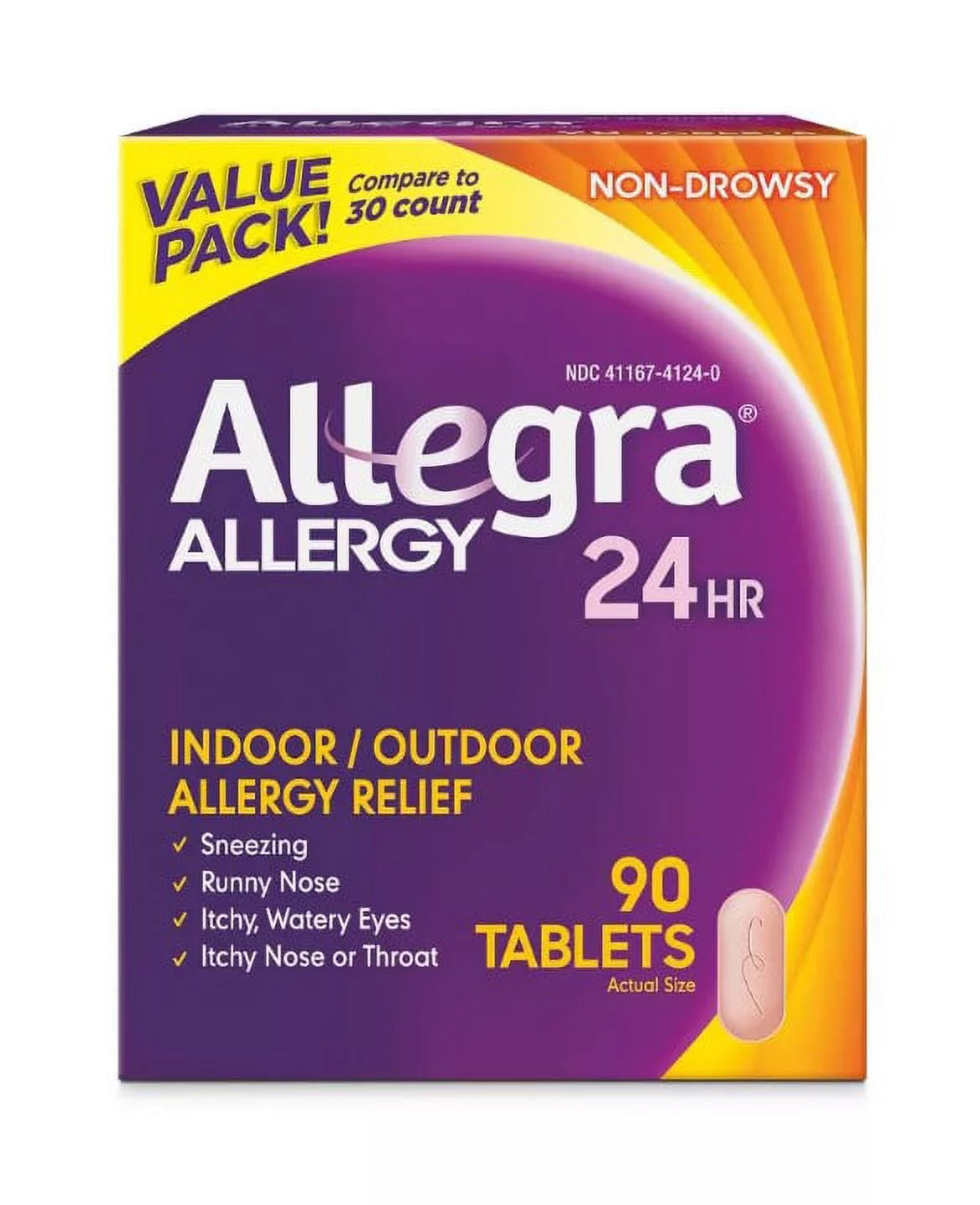90 tablets 180 mg Antihistamine Allergy Relief C6530