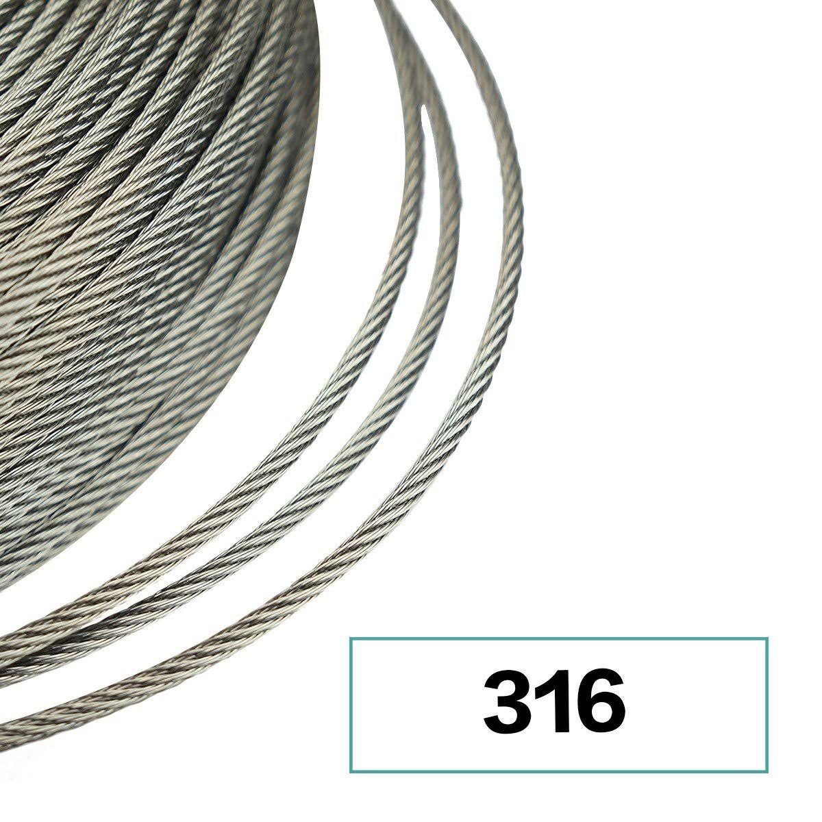 Stainless Steel 1/8 Inch T316 Marine Grade Wire Rope M64634