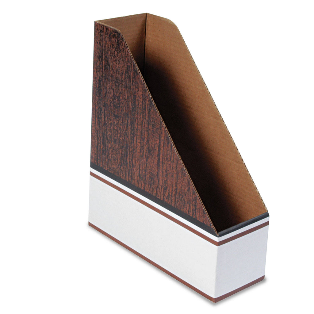 Corrugated Cardboard Magazine File, Wood Grain, 12 Files A565