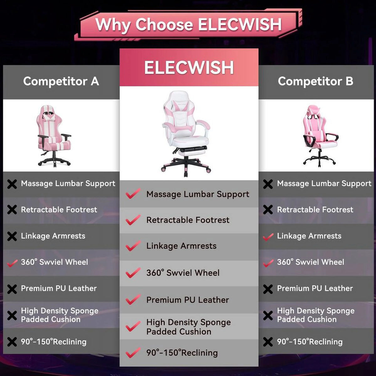 Pink Gaming Chair N1729