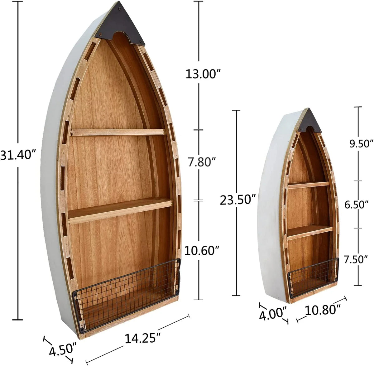 Wooden Boat Decor with 3 Tiers O52678