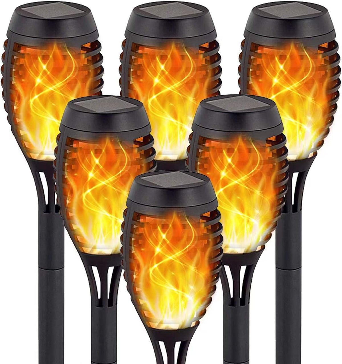 6-Pack Solar Flame Torch Lights Outdoor Waterproof P179