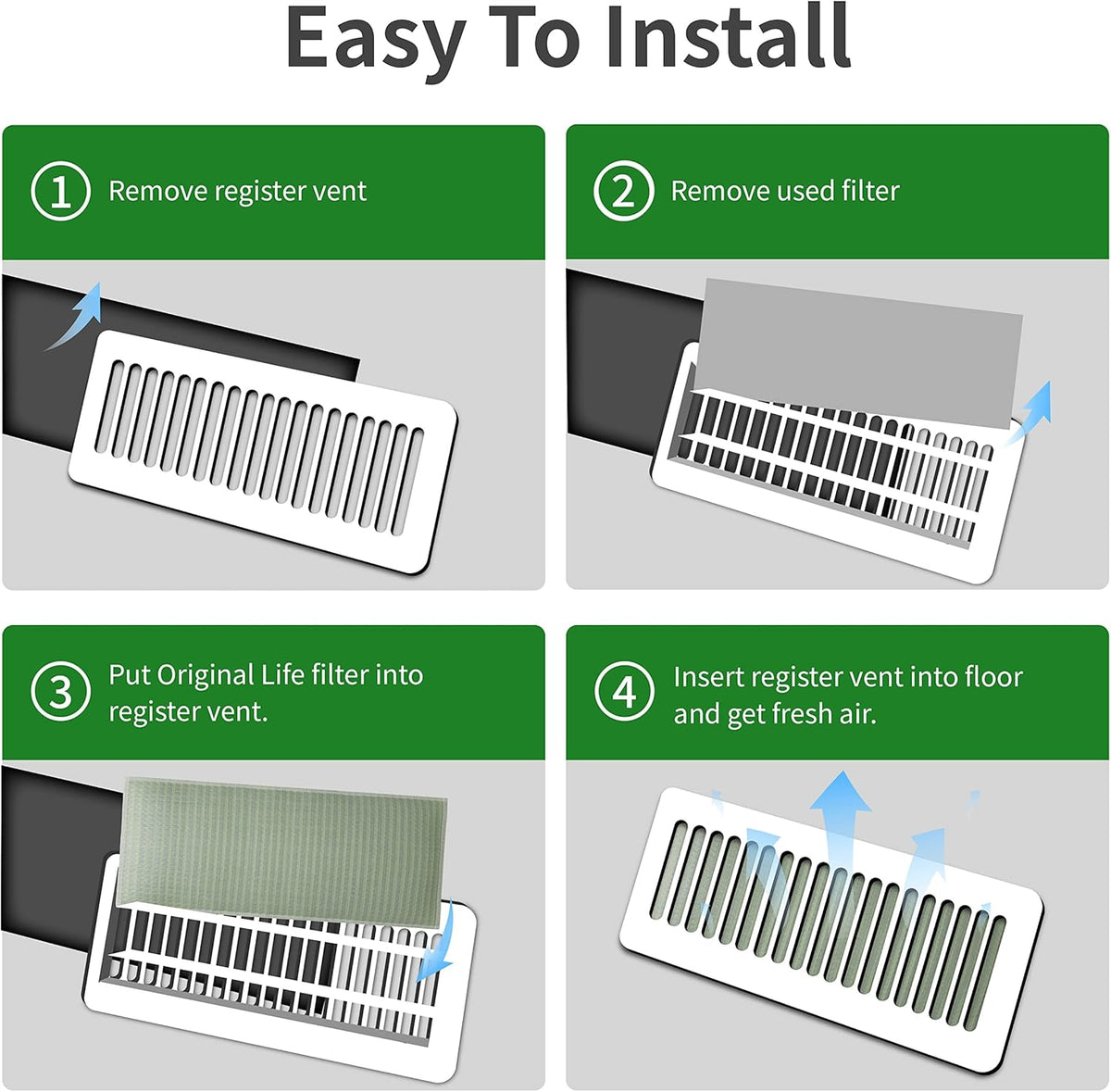 6-Pack Grey 4 x 10 Air Vent Filter X76269