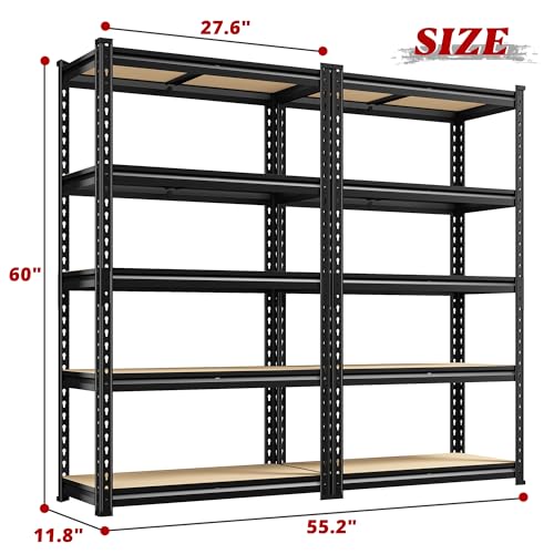 Set of 2 5 Tier Heavy Duty Metal Shelving 2000LBS Adjustable Shelf Q2925