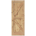 36 in. x 84 in. 2-Panel Solid Core Prefinished Natural Knotty Alder Interior Barn Door Slab L73606