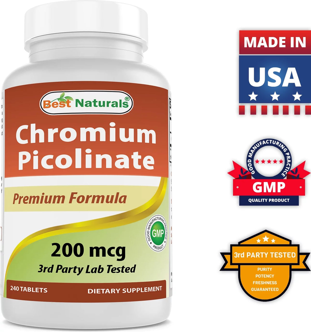 3 Pack Chromium Picolinate 200 mcg 240 Tablets C670614