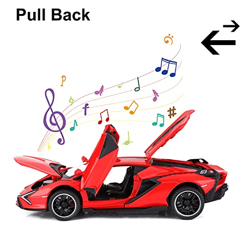 Blue Metal Model Car with Light and Sound Pull Back Toy Car B833203