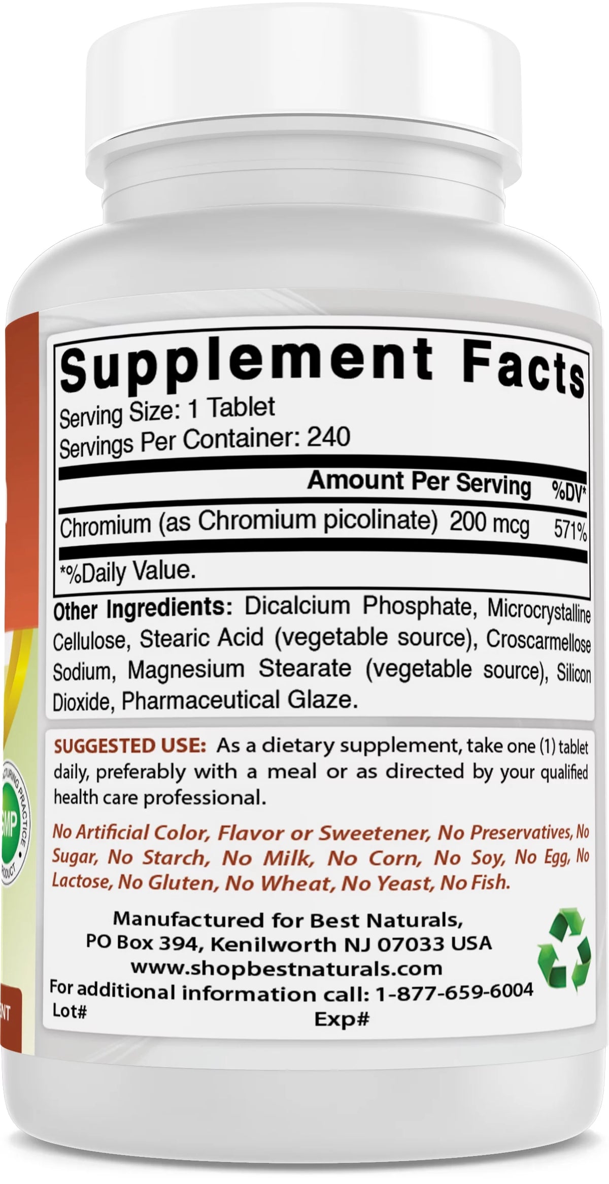 3 Pack Chromium Picolinate 200 mcg 240 Tablets C670614