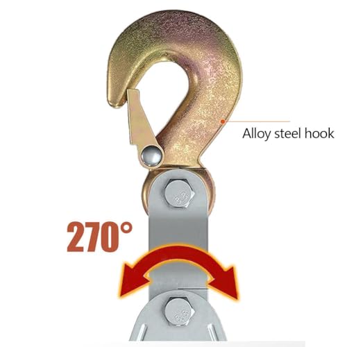 Rope Pulley Hoist 2200 lbs, Heavy Duty Pulley, 8:1 Power Pulley Block and Tackle System D370605