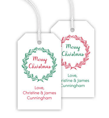 Merry Christmas Wreath Gift Tags Y857