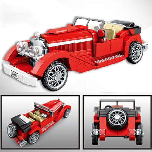 Antique Model Car Building Blocks Set, Vintage Truck Bricks, Light blue I7358