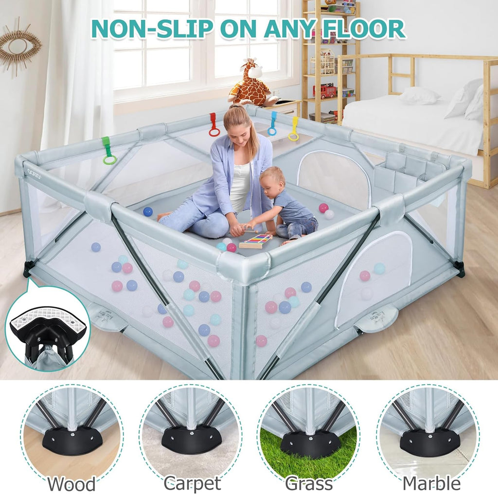 Foldable Large Play Pen with 2 Storage Bags 50 Balls (71" × 59") U118069
