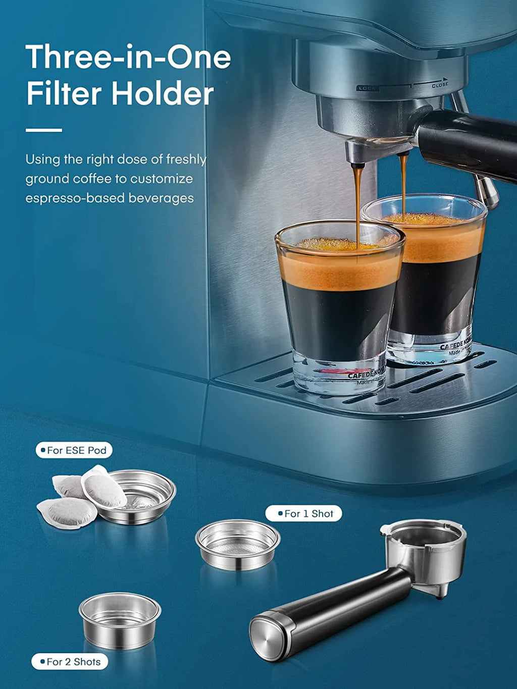 20 Bar Stainless Steel Espresso and Cappuccino Maker with Milk Frother A71047