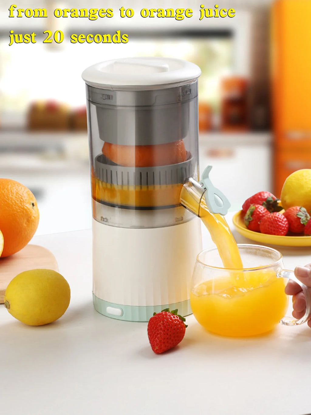 Rechargeable Electric Citrus Juicer with USB and Cleaning Brush B1280