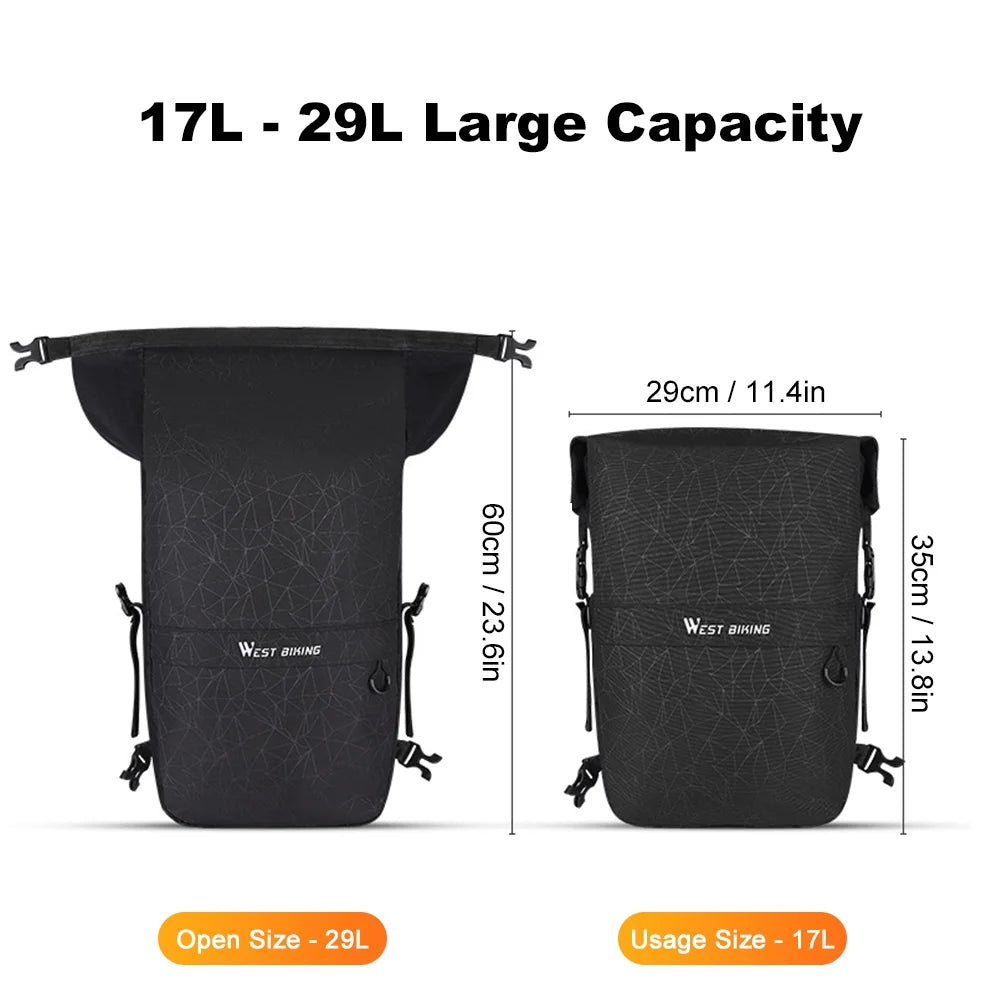 Waterproof Cycling Bike Trunk Bag with Shoulder Straps, 2-in-1 Rear Rack Bag 17L-29L Z307974